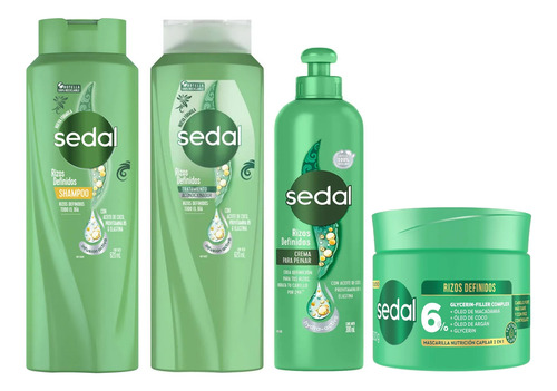Sedal Rizos 620ml Shampoo + Acondiciona + Crema + Mascarilla