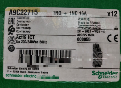 Contactor Monofasico 2p 16a 1na / 1nc Ref A9c22715 Certif