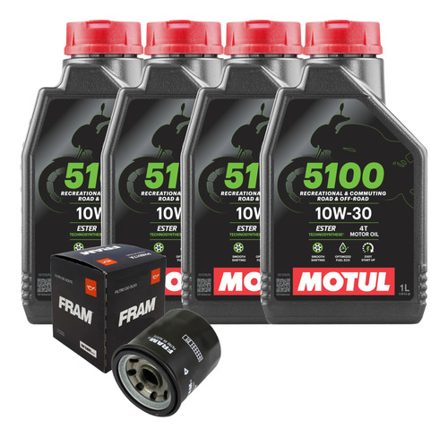 4 Óleo Motul 5100 10w30 + Fram Africa Twin Cbr1000rr Cb1000r