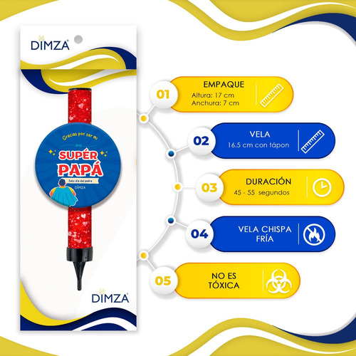 25 Velas De 16.5cm Letrero Feliz Dia Del Padre Chispa Fria