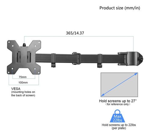 Brazo Y Placa Ajustables Soporte De Monitor (md6db)