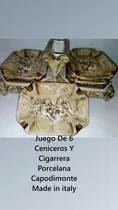 Comprar Juego De 6 Ceniceros Y Cigarrera Porcelana Capodimonte