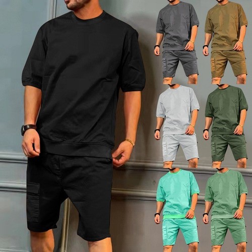 Conjuntos Masculinos Camiseta Casual Y Pantalón De Trabajo