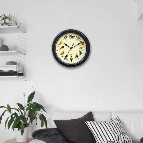 Reloj Musical Con Sonido De Pared Para Pájaros, Negro 32cm
