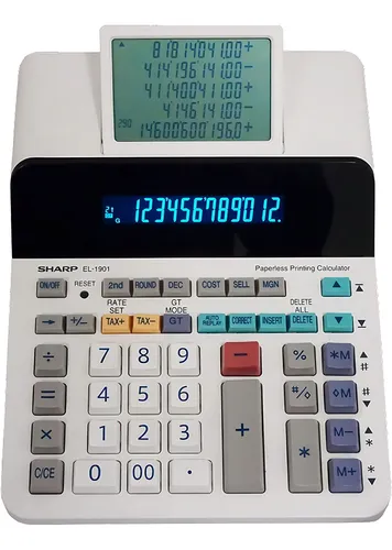 Sharp El-1901 Calculadora De Impresion Sin Papel Con Pantal