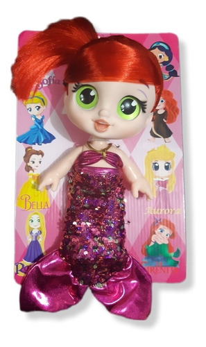 Muñeca Sirenita Ariel Bebé Con Ojos De Cristal, 25 Cm.