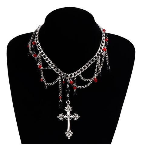 Collar Simple Con Cuentas De Perlas En Capas De Estilo Punk