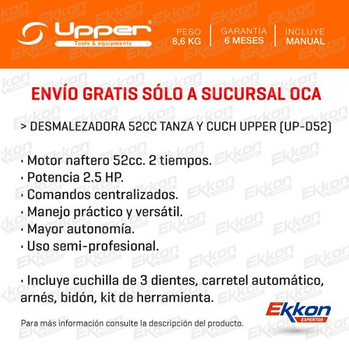 Imagen 2 de 8 de Desmalezadora Bordeadora 52cc Nafta Ekkon Env Gratis Suc Oca