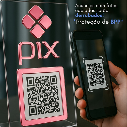 Placa Qr Code Pix Pagamento Balcão Display Plaquinha Mesa