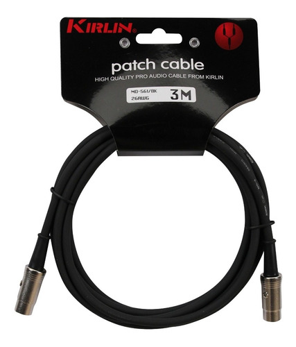 Kirlin Md561 Cable Midi Midi 3 Metros Ficha Metalica Color Negro