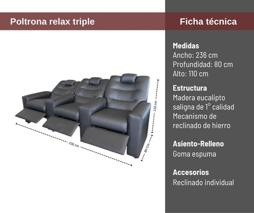 Poltrona Relax 3 Cuerpos Reclinable Individual Semi Cama Elección Liso