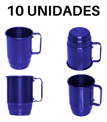 10 Canecas De Alumínio Azul Para Chopp 500ml