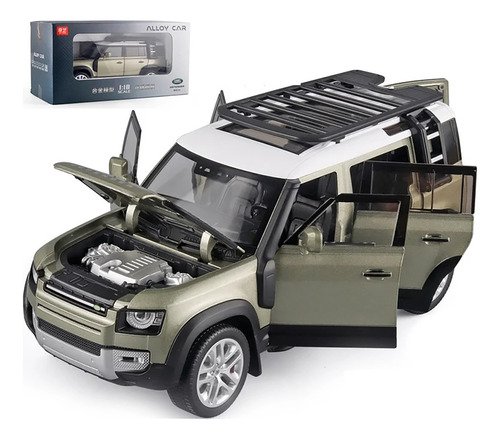 Miniatura Carro Land Rover Defender 1:18 Grande 27cm Som Led