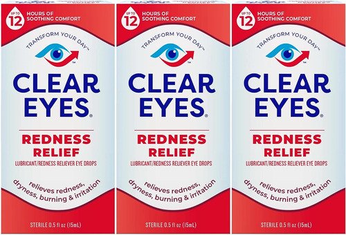 Clear Eyes Gotas Para Aliviar Enrojecimiento De Ojos 3pzas