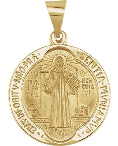 Fb Jewels Medalla De San Benito Redonda Hueca De Oro Amarill