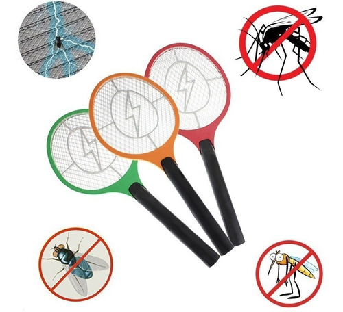 Imagen 3 de 3 de Raqueta Paleta Mata Mosquitos Moscas Descarga Electrica Pila, Mania-electronic
