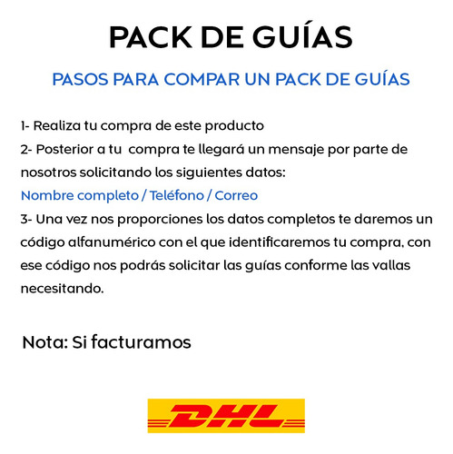 Pack 60 Guías Prepagada De Dhl 20 Kg Aéreo 1-2 Días