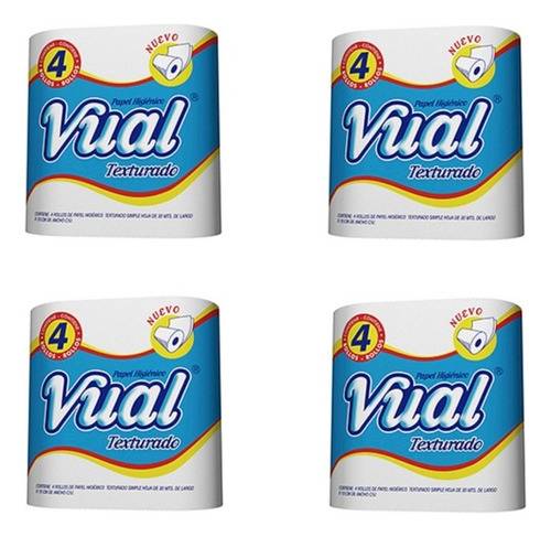 Pack X 4 Papel Higienico Texturado Vual 4 X 30