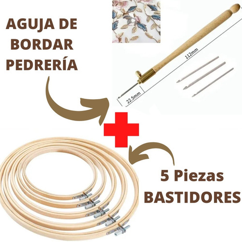 Set De Bordado Juego Bastidor + Aguja Para Bordar Pedrería 