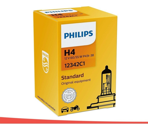 Imagem 2 de 6 de Lâmpada Philips Standard H4 55/60w 12v 12342c1 Farol Comum