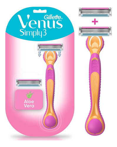 Rastrillo Gillette Venus Simply3 + 2 Repuestos Para Depilar