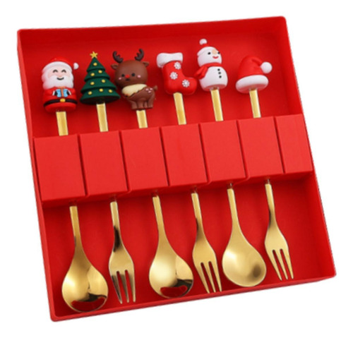 Juego De Cubiertos Navideños De 6 Piezas, Vajilla, Estilo E