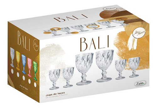Taca Vidro Amber Bali 320ml Com 6 Pecas Art House