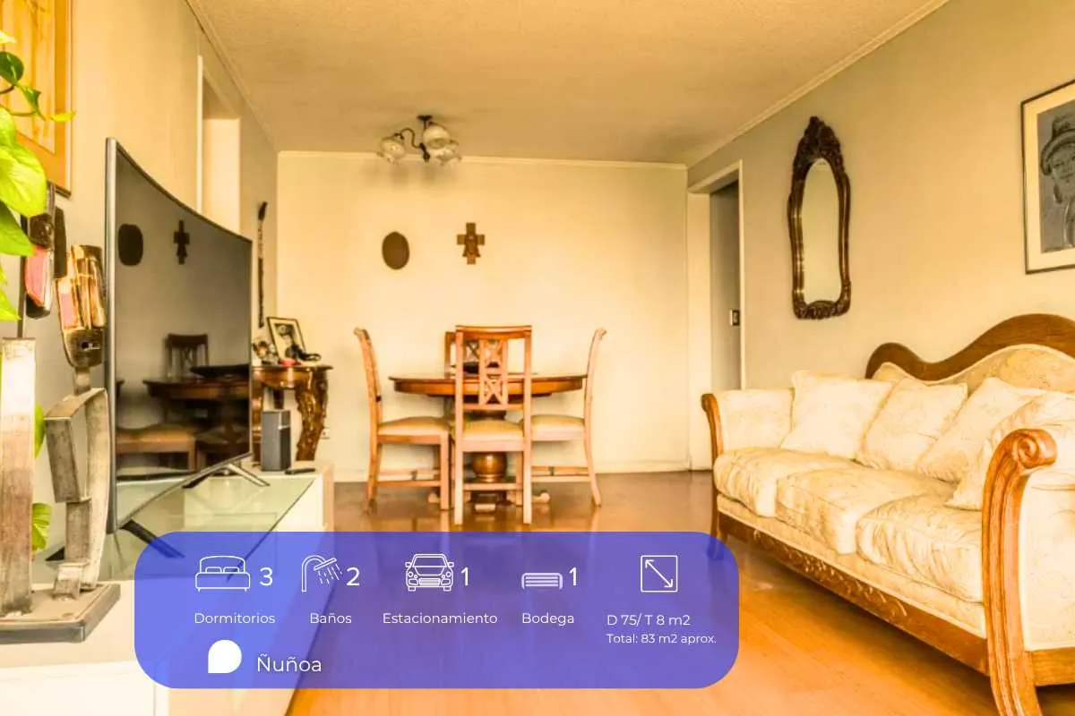 Imagen 3 de 14 de Ñuñoa Plaza |3 Dorm |2 Baños | 1est | 1bod. (177029)