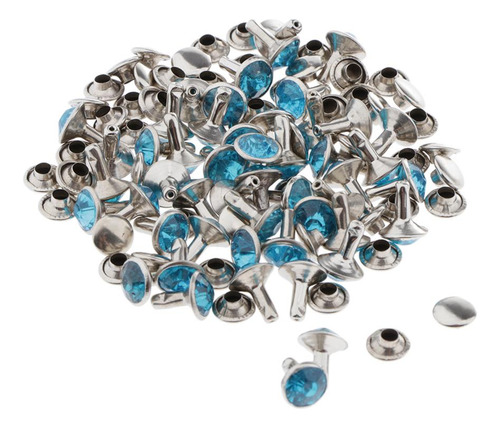 100 Piezas De Remaches De Metal Y Diamantes De Imitación De