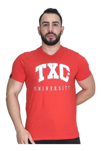 Camiseta Masculina Country Txc Brand Vermelho Estampada