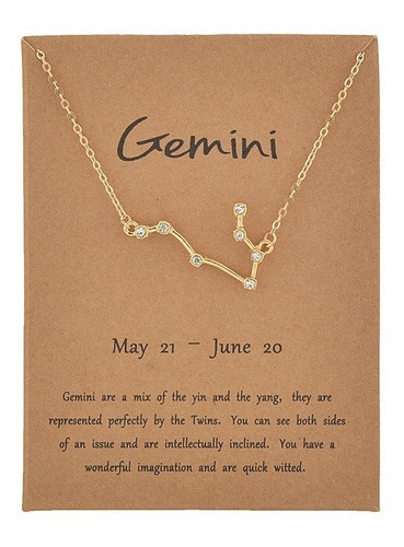 Collar Zodiaco Constelacion Signo Geminis + Regalo Oro/plata