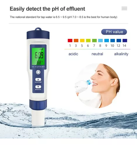 Medidor de Ph, Tds, Ec, Salinidad, Temperatura, ORP, Gravedad Especifica en  Agua - Patagonia Tools