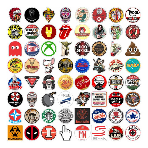 Imagem 2 de 2 de 64x Adesivos Retrô Desenho Bebidas Nostalgia Antigo Nerd 1