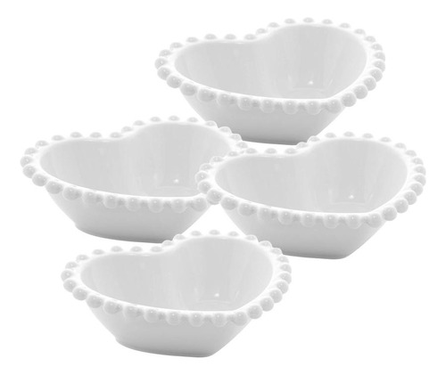 4 Bowls Wolff Beads De Porcelana Branco 13cm X 11cm X 4cm