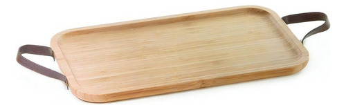 Bandeja Bambu Alça Em Couro 35,2 X 20,7cm Mimo Style Bm19130
