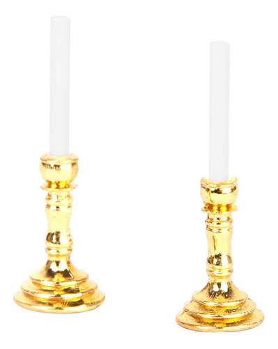 2 Uds 1:12 Casa De Muñecas Mini Velas Candelabros De Mesa