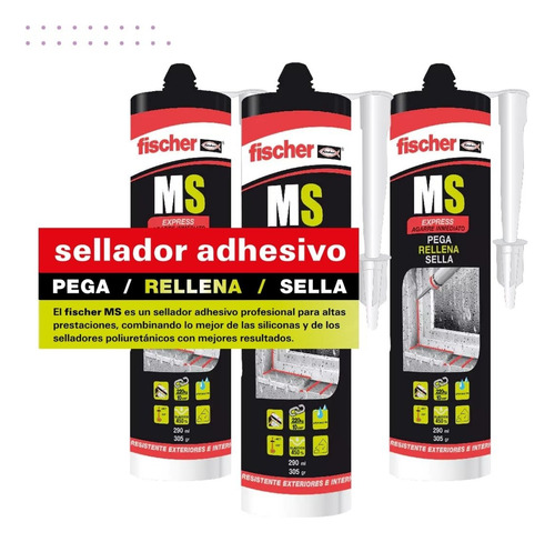 Sellador Adhesivo Poliuretano Fischer Ms Expres 290ml Blanco
