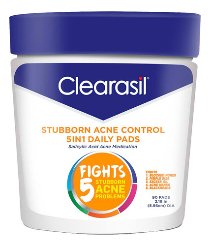 Clearasil Stubborn Acne Control Daily Pads Contine 90 Pads