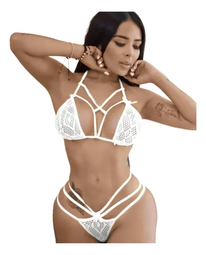 Set Lenceria Bralette Panti Encaje Conjunto Sensual Tiras
