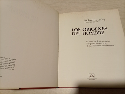 Libro. Los Orígenes Del Hombre. Leakey, Lewin. Aguilar (Usado)