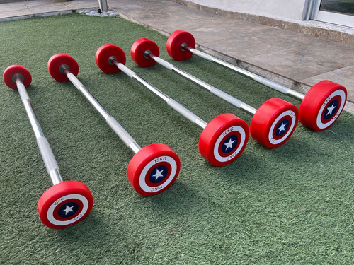 Set 5 Barras Rectas De Capitán América 10, 15, 20, 25 Y 30kg