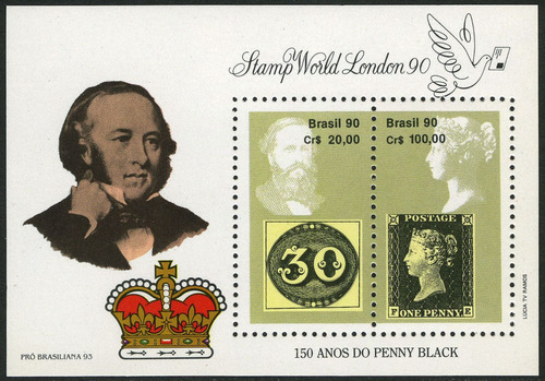 150 Años Del Penny Black - Brasil - Block Mint - Yv Bf 82