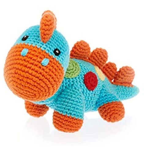 Guijarro Dinosaurio Hecho A Mano Turquesa Crochet De Comerci