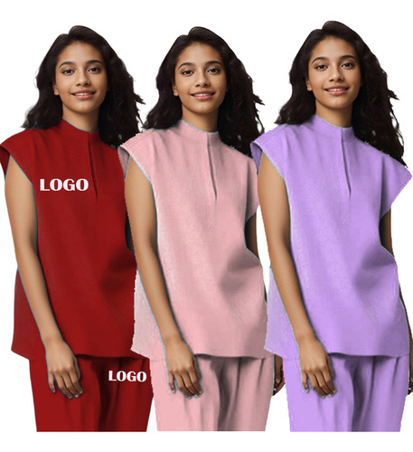 Set De Top Exfoliante Uniforme Para Médico/enfermero, Cuello