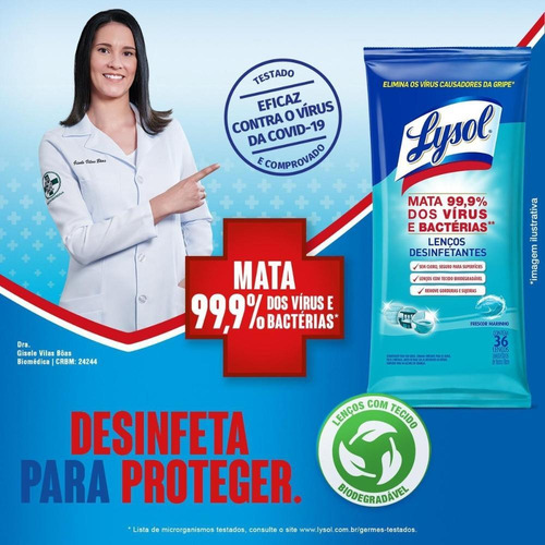 Lenços Desinfetantes Lysol - Poder Cítrico 36 Unidades