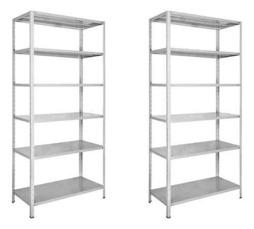 2 Estantes De Aço Com 6 Prateleiras 40 Cm 30kg 1,98m X 0,92m