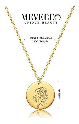 Collar De Flores De Parto Mevecco 18k Gold Grabado Collar De