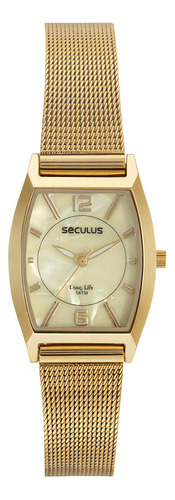 Relógio Seculus Dourado Feminino Madrepérola 44148lpsvda1