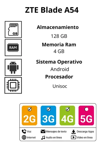Celular Zte Blade A54 4+128gb Gris