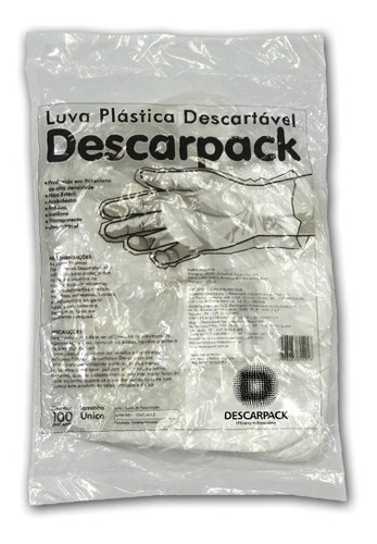 Luvas descartáveis Descarpack Profissional plástica cor transparente tamanho  Único de polietileno x 100 unidades 